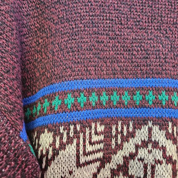 Anchor Blue Maroon Fair Isle Knit Sweater Size M Men's Winter Nordic Grandpacore - Picture 3 of 9
